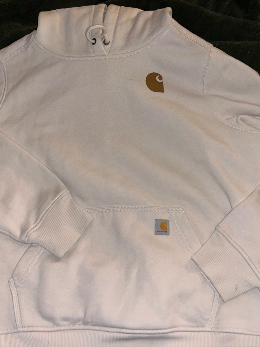 Carhartt White Hoodie with Gold Logo - women’s Pullover Sweatshirt